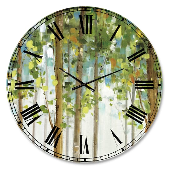 Designart 'Green Forest Study Traditional Wall Clock